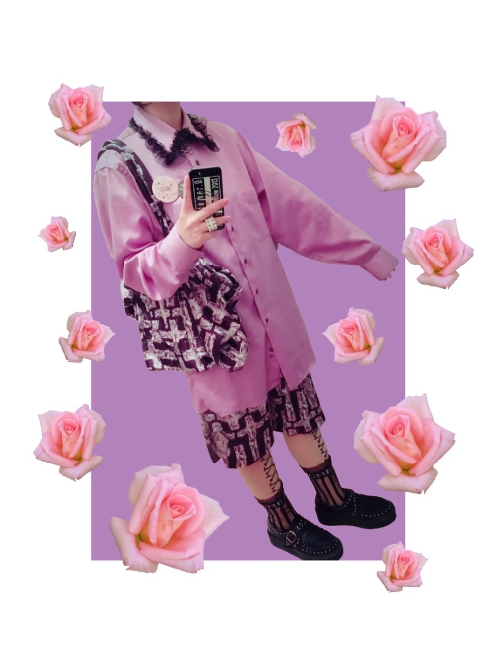 「古着MIX、古着」｜「MiLLioN＄ORchesTRAのアイテム（バッグ、ブラック系）」を使った、DOSOさん（レディース・152cm）の春コーディネートの1枚目の写真