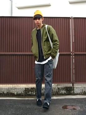 「ロング丈」｜「アイテム（MA-1）」を使った、taro...さん（メンズ・177cm）の春コーディネート
