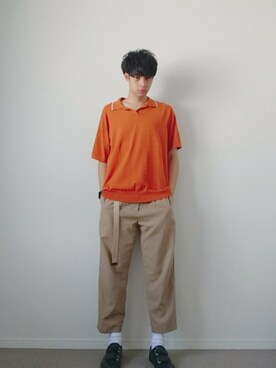 ポロシャツ オレンジ系 を使った 開襟シャツ の人気ファッションコーディネート Wear