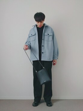 「サックスブルー」｜「アイテム（ブルゾン）」を使った、taro...さん（メンズ・177cm）の冬コーディネート