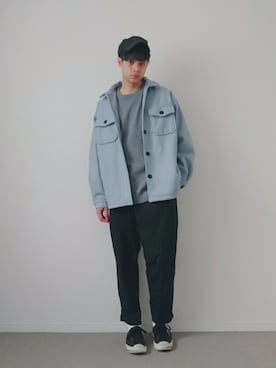 「サックスブルー」｜「アイテム（ブルゾン）」を使った、taro...さん（メンズ・177cm）の冬コーディネート