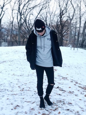 「8seconds（エイトセカンズ）のアイテム（帽子）」を使った、KIYOさん（メンズ・174cm）の冬コーディネート