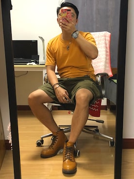 「RED WING（レッドウィング）のアイテム（ブーティ）」を使った、板头爸爸さん（メンズ・175cm）の秋コーディネート