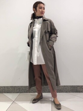 「green label relaxing（グリーンレーベルリラクシング）のアイテム（トレンチコート）」を使った、松岡（matsuoka）さん（レディース・158cm）の冬コーディネート