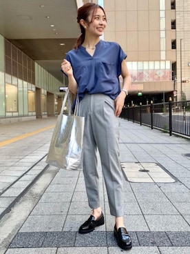 「ビジネス」｜「アイテム（レインシューズ）」を使った、松岡（matsuoka）さん（レディース・158cm）の春コーディネート