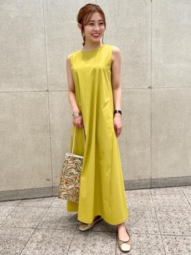 「green label relaxing（グリーンレーベルリラクシング）のFFC チェーン ショート ネックレス（ネックレス）」を使った、松岡（matsuoka）さん（レディース・158cm）の夏コーディネート