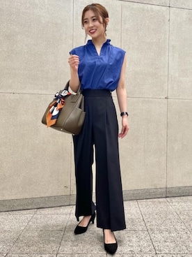 「green label relaxing（グリーンレーベルリラクシング）のFFC チェーン ショート ネックレス（ネックレス）」を使った、松岡（matsuoka）さん（レディース・158cm）の夏コーディネート