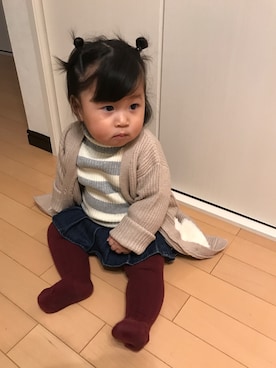 「ボーダー×デニム」｜「アイテム（その他）」を使った、akarinさん（キッズ・70cm）の冬コーディネート