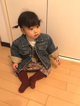「おんなのこコーデ」｜「アイテム（デニムジャケット）」を使った、akarinさん（キッズ・70cm）の冬コーディネート
