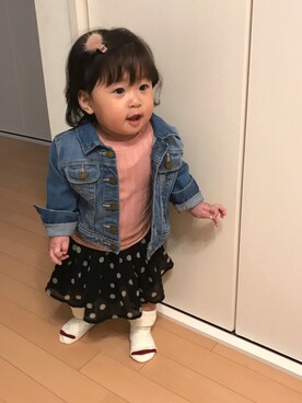 「おんなのこコーデ」｜「アイテム（デニムジャケット）」を使った、akarinさん（キッズ・70cm）の春コーディネート