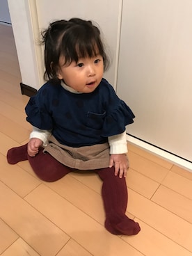 「赤タイツ」｜akarinさん（キッズ・70cm）の春コーディネート