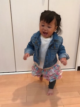 「おんなのこコーデ」｜「アイテム（デニムジャケット）」を使った、akarinさん（キッズ・70cm）の春コーディネート