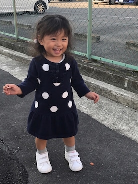 「1歳半」｜「アイテム（ワンピース/ドレス）」を使った、akarinさん（キッズ・80cm）の秋コーディネート