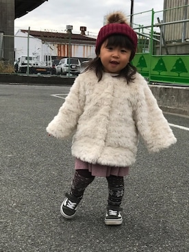 「おんなのこコーデ」｜「アイテム（ノーカラージャケット）」を使った、akarinさん（キッズ・80cm）の冬コーディネート