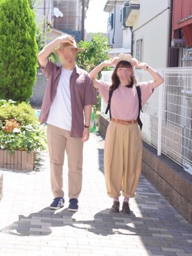 「Samansa Mos2（サマンサ モスモス）のレザーレースアップシューズ（その他シューズ）」を使った、みう。さん（レディース・154cm）の夏コーディネート