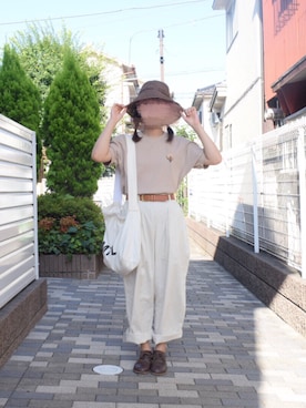 「Samansa Mos2（サマンサ モスモス）のレザーレースアップシューズ（その他シューズ）」を使った、みう。さん（レディース・154cm）の夏コーディネート
