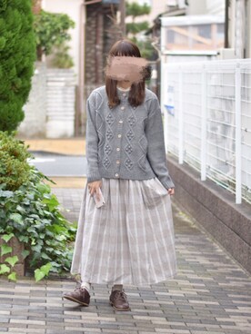 「Samansa Mos2（サマンサ モスモス）のレザーレースアップシューズ（その他シューズ）」を使った、みう。さん（レディース・154cm）の冬コーディネート