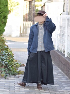 「Samansa Mos2（サマンサ モスモス）のレザーレースアップシューズ（その他シューズ）」を使った、みう。さん（レディース・154cm）の冬コーディネート