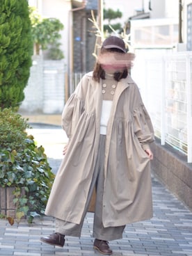 「Samansa Mos2（サマンサ モスモス）のレザーレースアップシューズ（その他シューズ）」を使った、みう。さん（レディース・154cm）の冬コーディネート