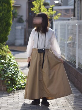 「Samansa Mos2 blue（サマンサモスモスブルー）のフリルブラウス（シャツ/ブラウス）」を使った、みう。さん（レディース・154cm）の春コーディネート