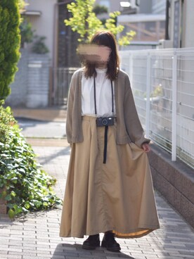 「Samansa Mos2 blue（サマンサモスモスブルー）のフリルブラウス（シャツ/ブラウス）」を使った、みう。さん（レディース・154cm）の春コーディネート