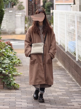 「アイテム（ステンカラーコート）」を使った、みう。さん（レディース・154cm・20代）の冬コーディネート