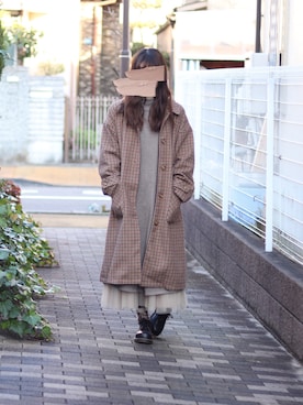 「アイテム（ステンカラーコート）」を使った、みう。さん（レディース・154cm・20代）の冬コーディネート