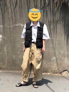 「ビッグシャツ」｜「アイテム（その他アウター）」を使った、ゼロから始めるマンさん（メンズ・179cm）の夏コーディネート