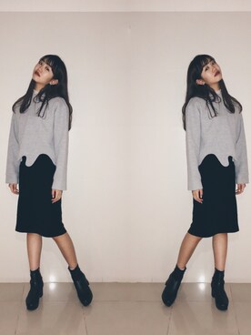 「STYLENANDA（スタイルナンダ）のアイテム（スウェット）」を使った、碓井玲菜さん（レディース・162cm）の春コーディネート