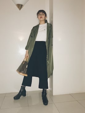 「LACOSTE」｜「アイテム（ブーティ）」を使った、碓井玲菜さん（レディース・162cm）の夏コーディネート
