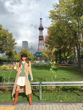 「Candy Stripper」｜「アイテム（トレンチコート）」を使った、碓井玲菜さん（レディース・162cm）の秋コーディネート