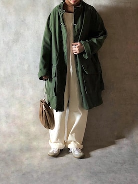 「Hender Scheme（エンダースキーマ）のHender Scheme kinchaku (nc-rc-kin)（ハンドバッグ）」を使った、ゆうさん（レディース・157cm）の秋コーディネート