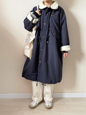 「ジャーマントレーナー」｜「アイテム（モッズコート）」を使った、ゆうさん（レディース・157cm）の冬コーディネート