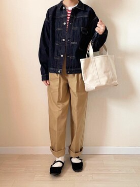 「LENO（リノ）のアイテム（デニムジャケット）」を使った、ゆうさん（レディース・157cm）の春コーディネート