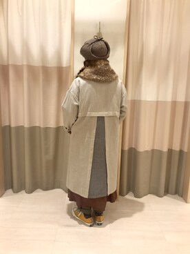 「サマンサモスモス」｜「アイテム（ステンカラーコート）」を使った、nagiさん（レディース・156cm）の秋コーディネート