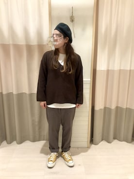 「Samansa Mos2 blue（サマンサモスモスブルー）のアイテム（ハンチング/ベレー帽）」を使った、nagiさん（レディース・156cm）の秋コーディネート