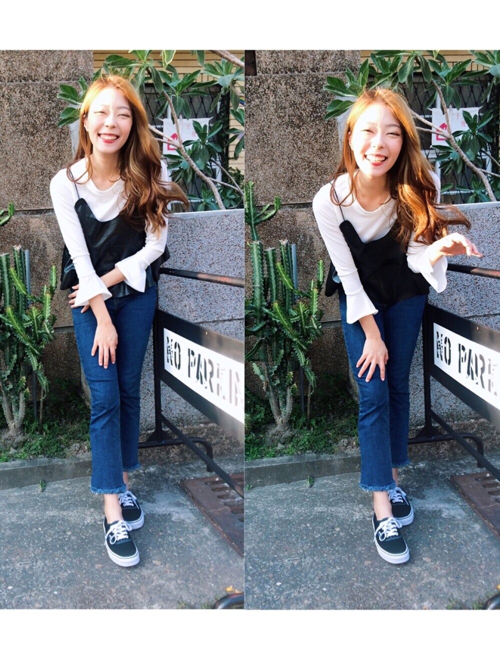 「春コーデ、VANS、CHEERS、denim、leather」｜「VANSのアイテム（シューズ、ブラック系）」を使った、Zoey.Cさん（レディース・161cm）の春コーディネートの1枚目の写真