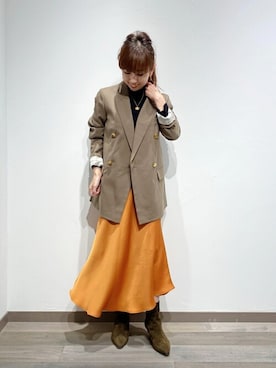 「アイテム（ブーツ、グリーン系）」を使った、yumikoさん（レディース・149cm）の秋コーディネート