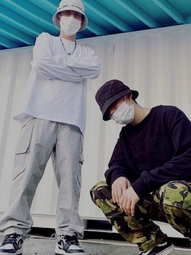 「XLARGE（エクストララージ）のアイテム（パンツ、シルバー系）」を使った、よっしーさん（メンズ）の冬コーディネート