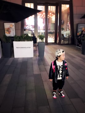「ZARA KIDSのアイテム（ライダースジャケット）」を使った、Vskseoulさん（レディース・165cm）の冬コーディネート