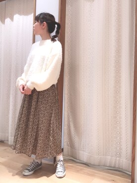 Yuuuuuka♥さんの「・花柄ロングギャザースカート ●＊」を使ったコーディネート