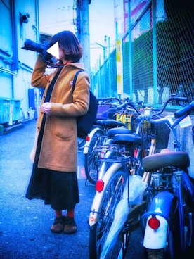 「カメラ女子」｜「アイテム（ピーコート）」を使った、ぴらりらさん（レディース・160cm）の冬コーディネート