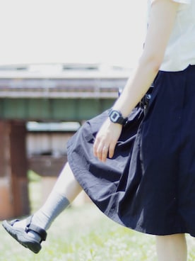 「カメラ女子」｜「アイテム（腕時計）」を使った、ぴらりらさん（レディース・159cm）の夏コーディネート