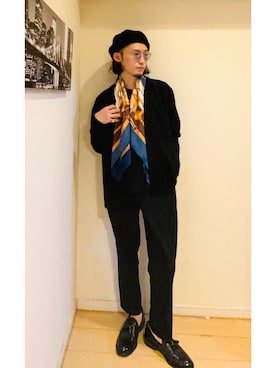 「UNITED TOKYO（ユナイテッドトウキョウ）のアイテム（ノーカラージャケット）」を使った、けんたさん（メンズ・163cm）の秋コーディネート