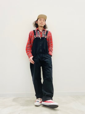 「オールスター」｜「アイテム（サロペット/オーバーオール）」を使った、けんたさん（メンズ・163cm）の冬コーディネート