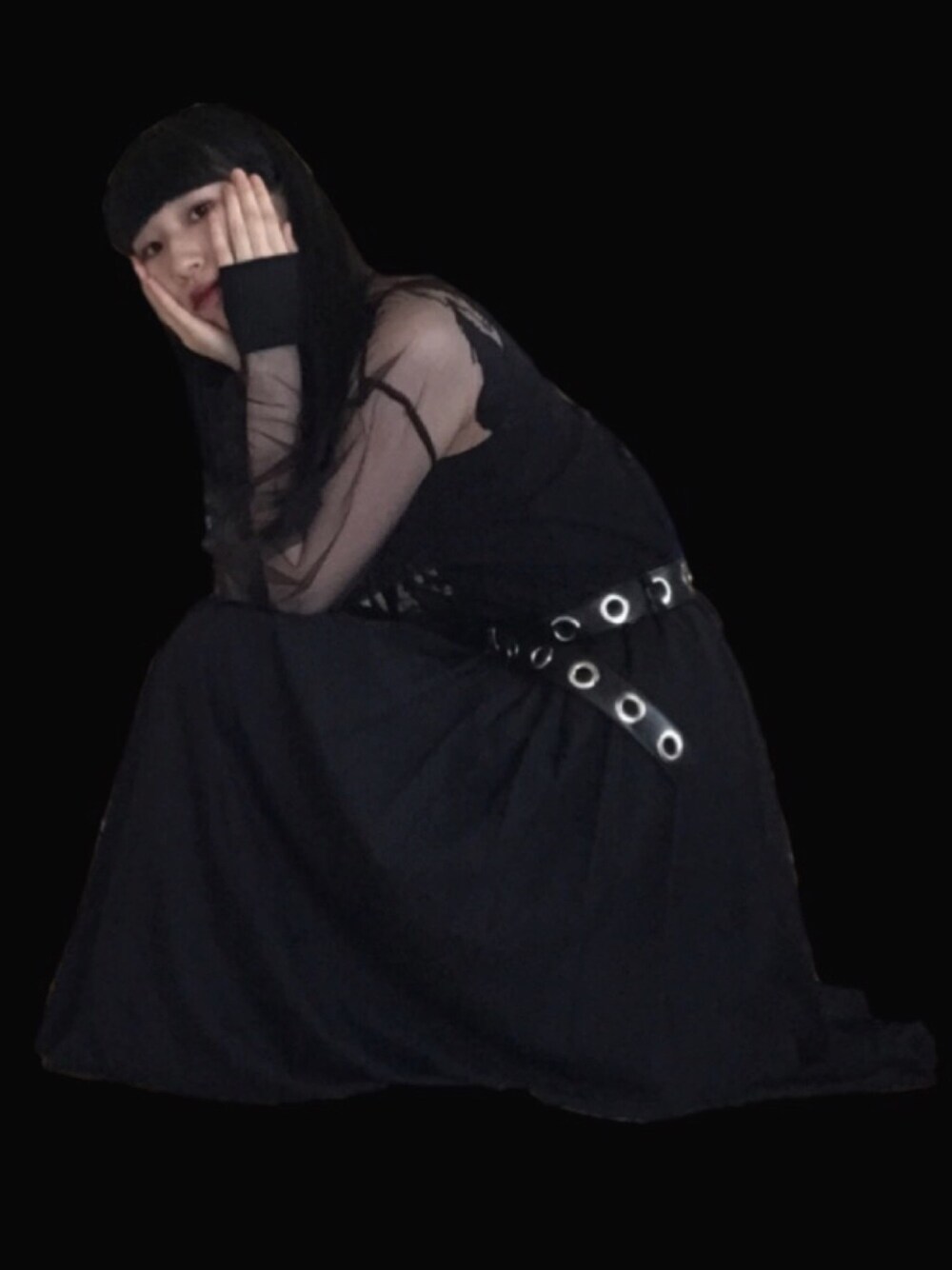 「シースルートップス」｜「IKUMIのアイテム（シャツ/ブラウス、ブラック系）」を使った、CHIBAさん（レディース・168cm）の夏コーディネートの1枚目の写真