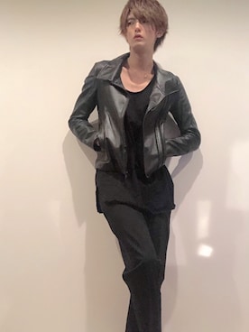 「no brand（ノーブランド）のアイテム（ライダースジャケット）」を使った、jinさん（メンズ・183cm）の秋コーディネート