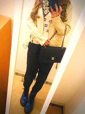 「シャネル」｜「アイテム（ライダースジャケット）」を使った、プチプラ ichan 157cmさん（レディース・157cm）の秋コーディネート
