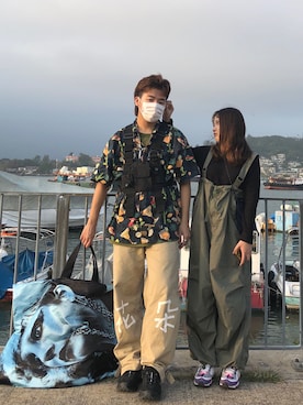 「BEAMS（ビームス）のアイテム（サロペット/オーバーオール）」を使った、ShenY1MEnさん（メンズ・175cm）の冬コーディネート