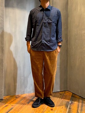 「UNION STATION（ユニオンステーション）のコーデュロイシェフパンツ（その他パンツ）」を使った、fumittさん（メンズ・178cm）の秋コーディネート